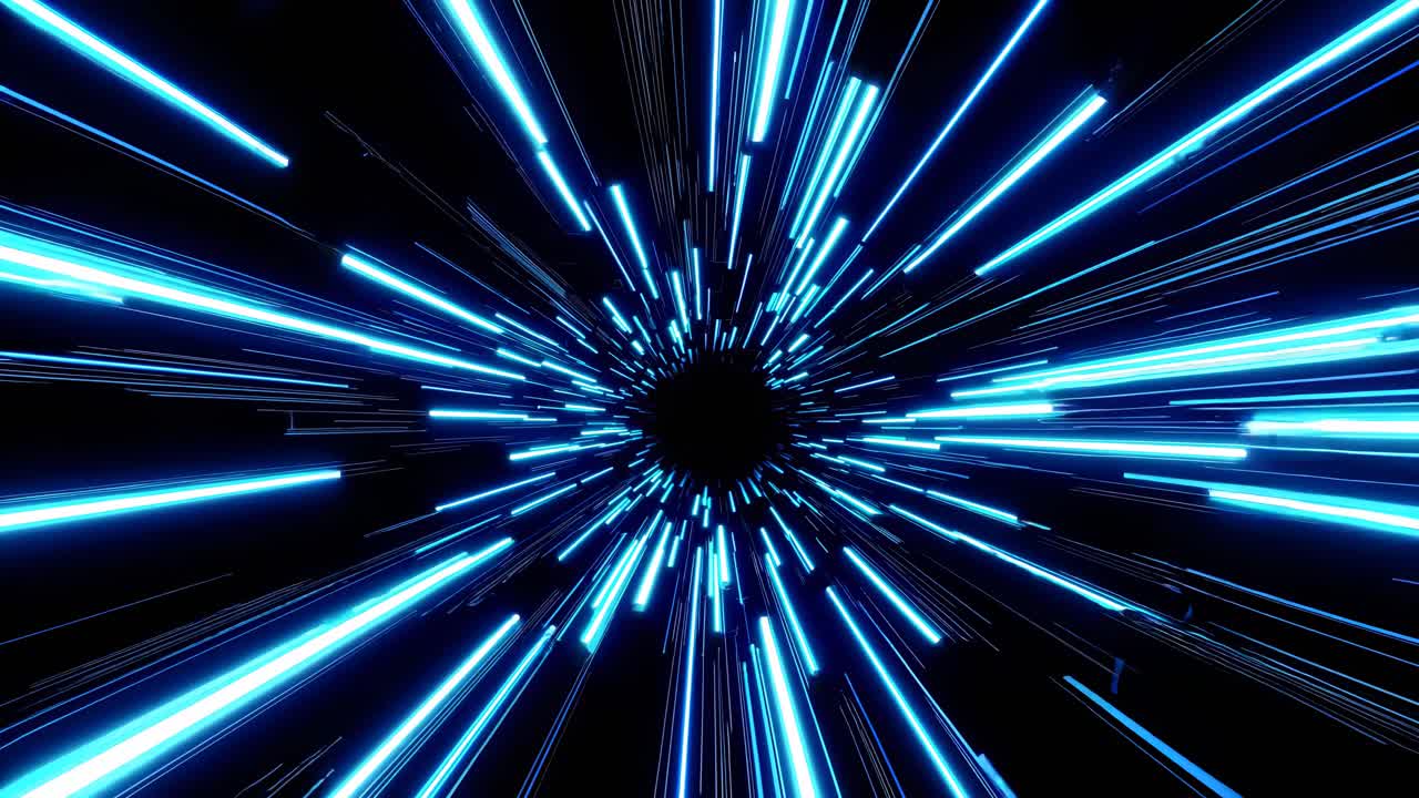 Hyperspace Tunnel - Blue Neon Light