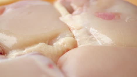 close-up of raw chicken breast pieces