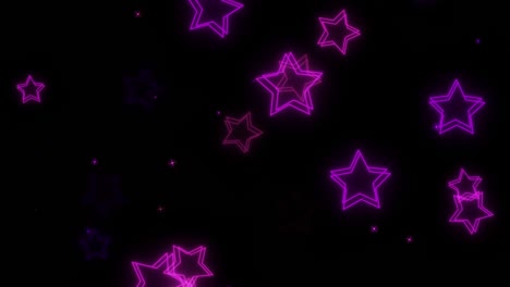 flying star shapes loopable animation, abstract black color background
