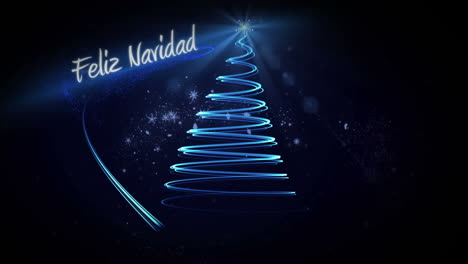 Luz-Azul-Formando-Diseño-De-árbol-De-Navidad-Con-Saludo