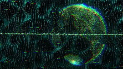 animación del globo con procesamiento de datos sobre formas en movimiento.