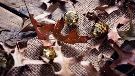 falling snow with christmas leaves