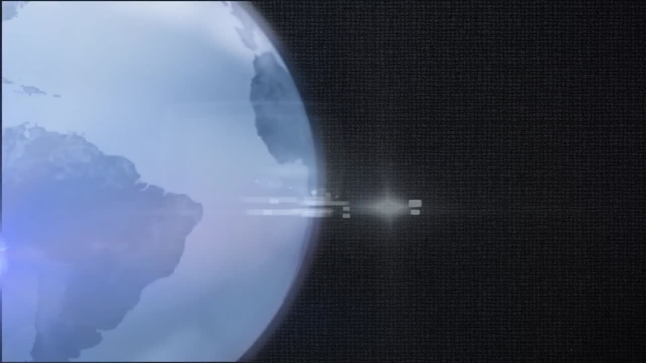 검은 바탕에 있는 지구와 빛의 흔적의 애니메이션