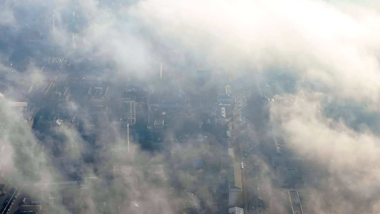 Aerial drone view of clouds over Chisinau, Moldova