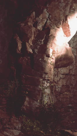 a stone wall in a cave