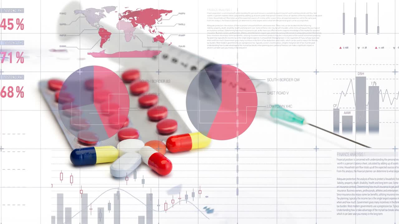 주사기로 의약품을 처리하는 데이터 처리 애니메이션