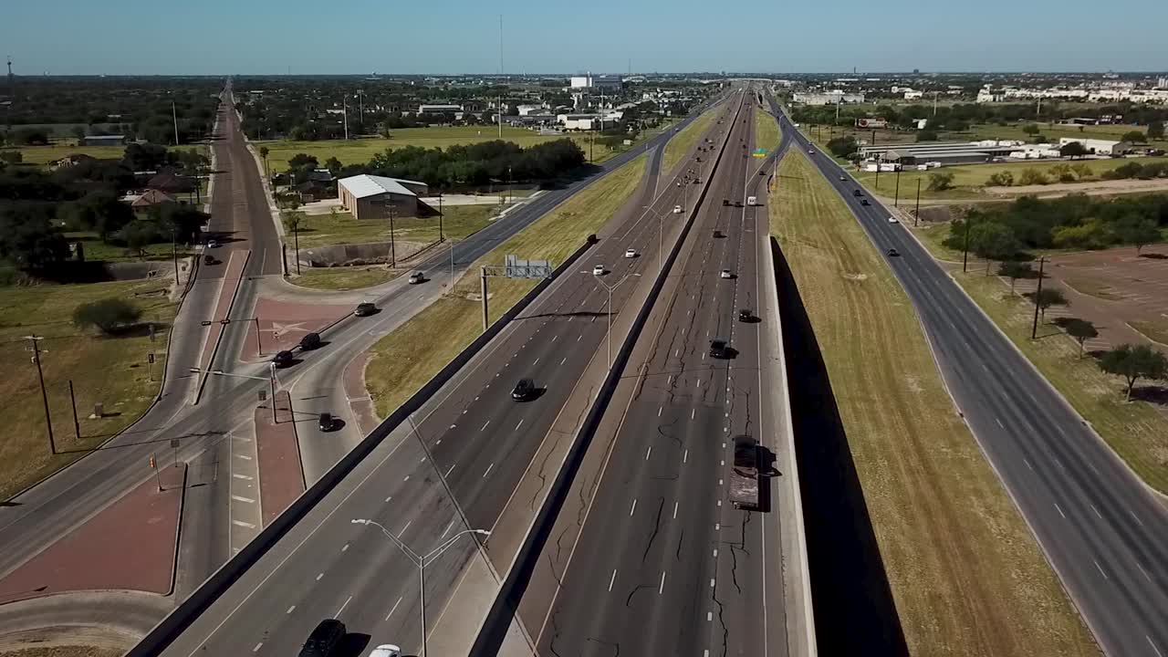 Aerial View of a Multi-Lane Highway with Heavy Traffic