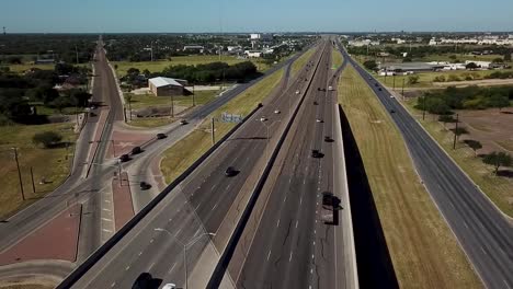 aerial view of a multi-lane highway with heavy traffic