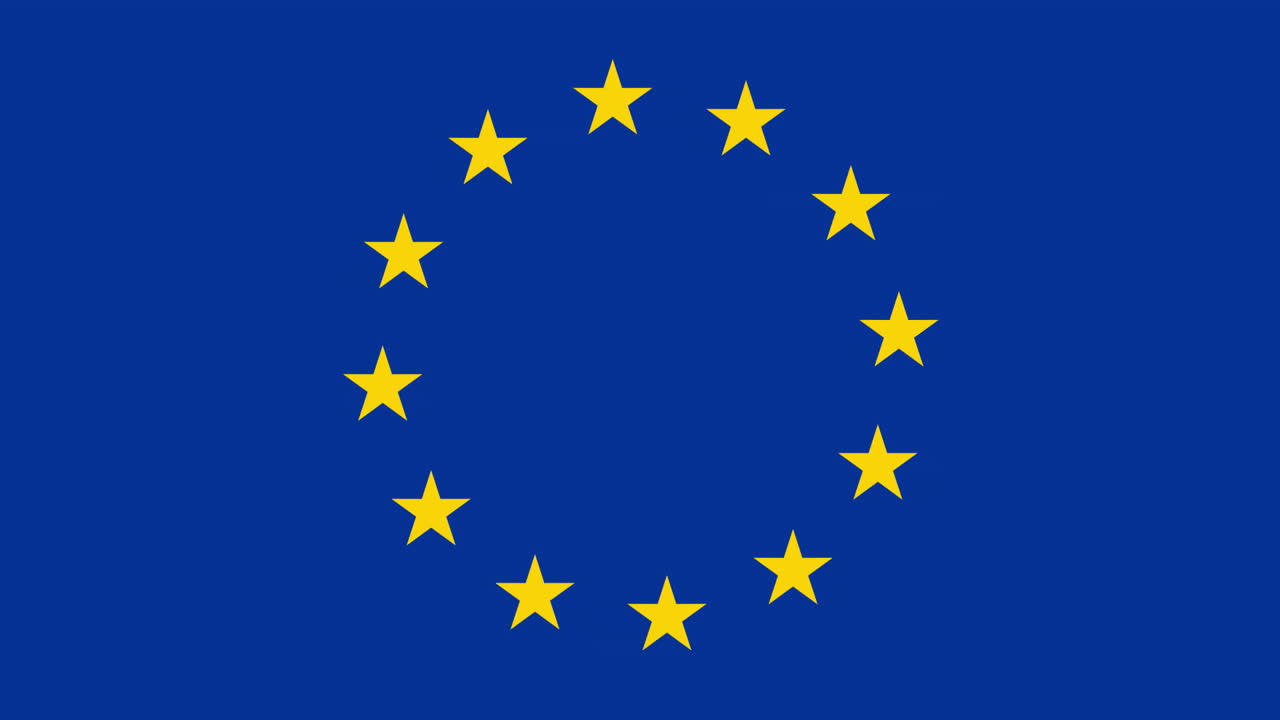 Animation of circle of yellow stars on blue background