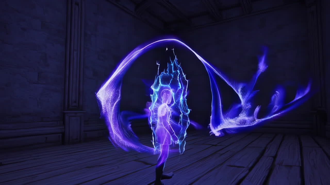 Fantasy Character with Glowing Magic Effects