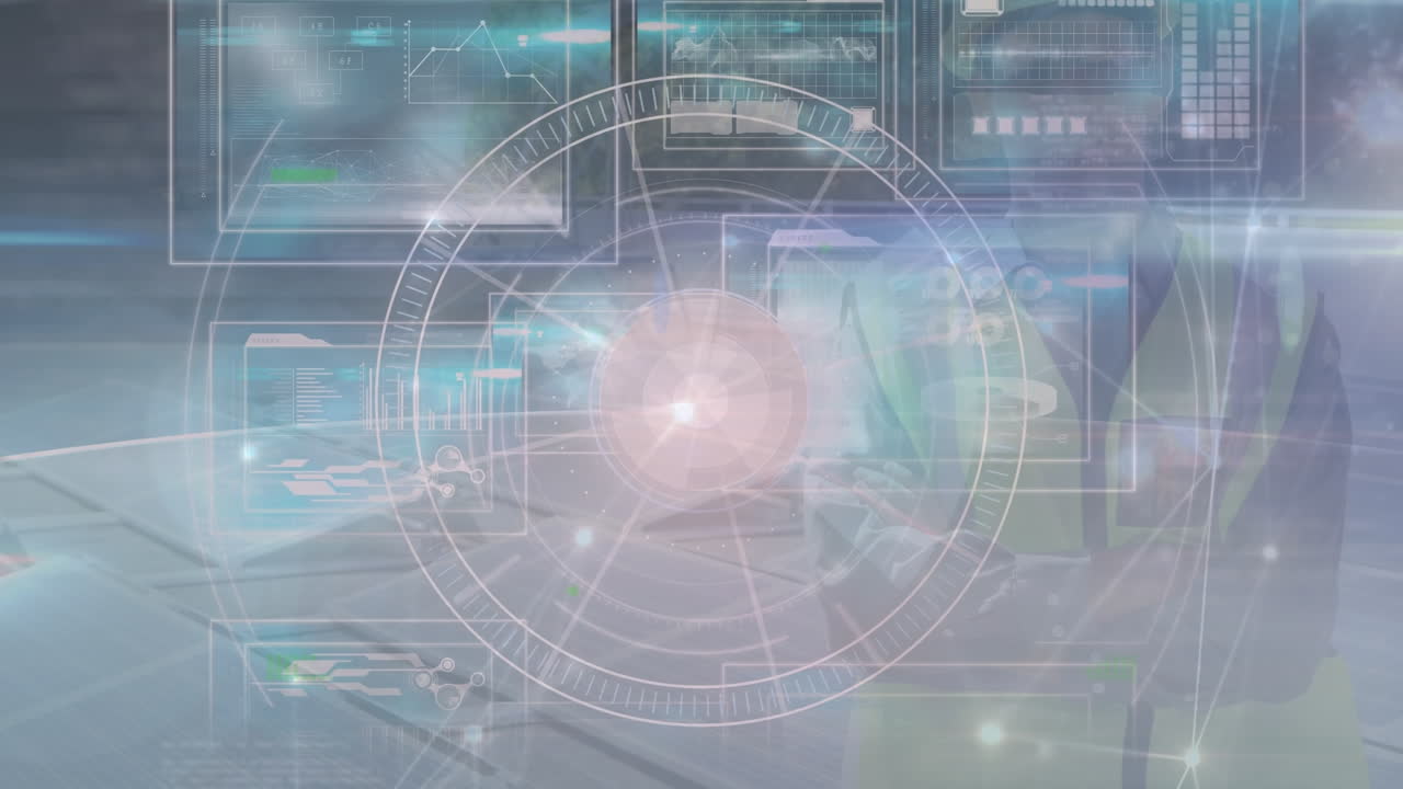 연결 네트워크의 애니메이션 및 카우카시안 작업자 및 데이터 처리에 대한 범위 스캔