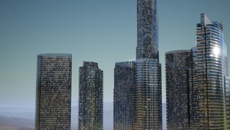 city skyscrapers at night in desert