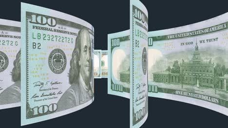 animation of a hundred dollar paper bill.