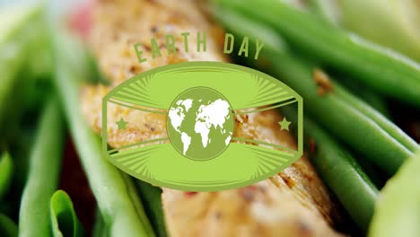 video of earth day text over fresh vegetables