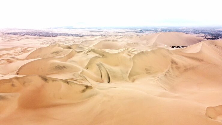 Vista aerea di vaste dune di sabbia in un paesaggio desertico