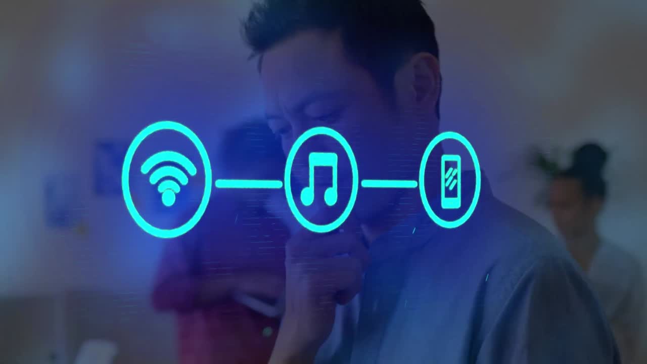 animación de la red de conexiones con iconos sobre colegas de negocios