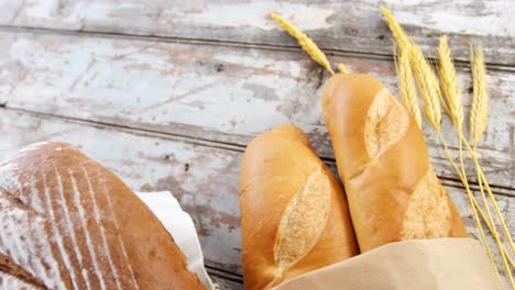 various types of breads with wheat grains