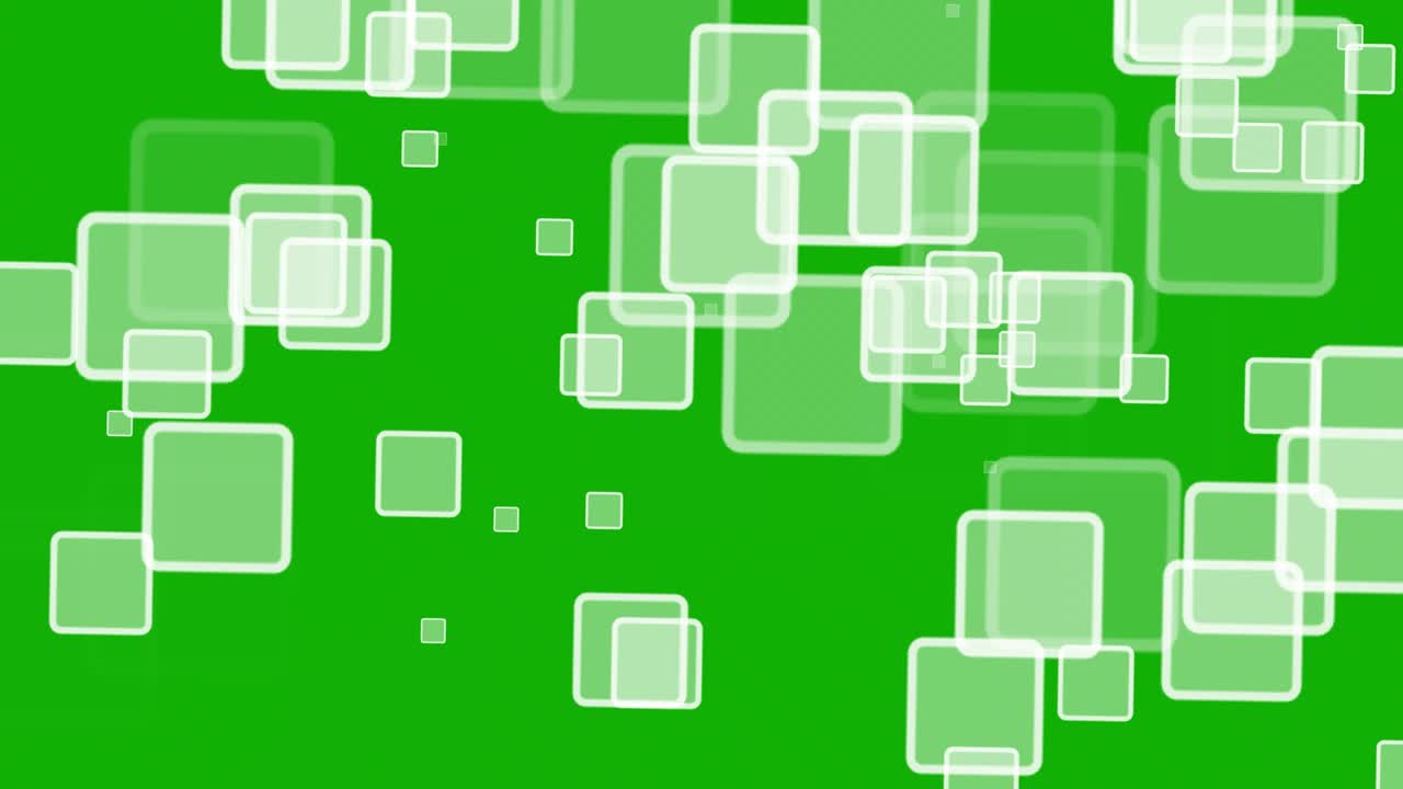 녹색 화면 배경으로 디지털 사각형 모션 그래픽