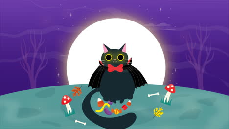 cute halloween cat with vampire costume