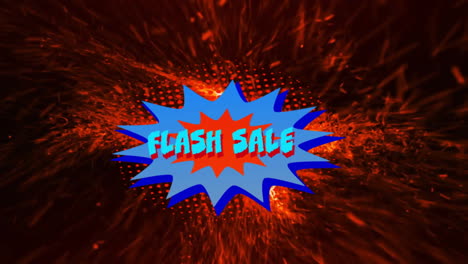 animation of flash sale text with shapes over light spots on black background