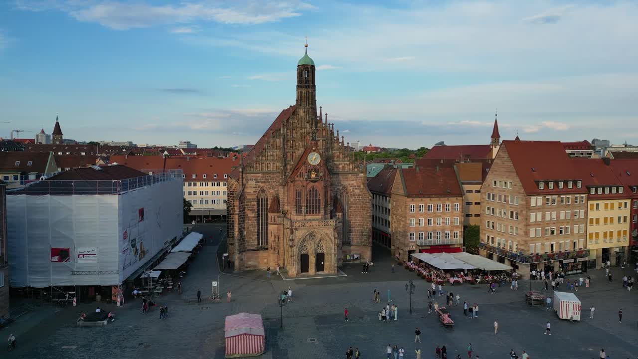 Aerial View of Nuremberg's Market Square and St. Lorenz Church