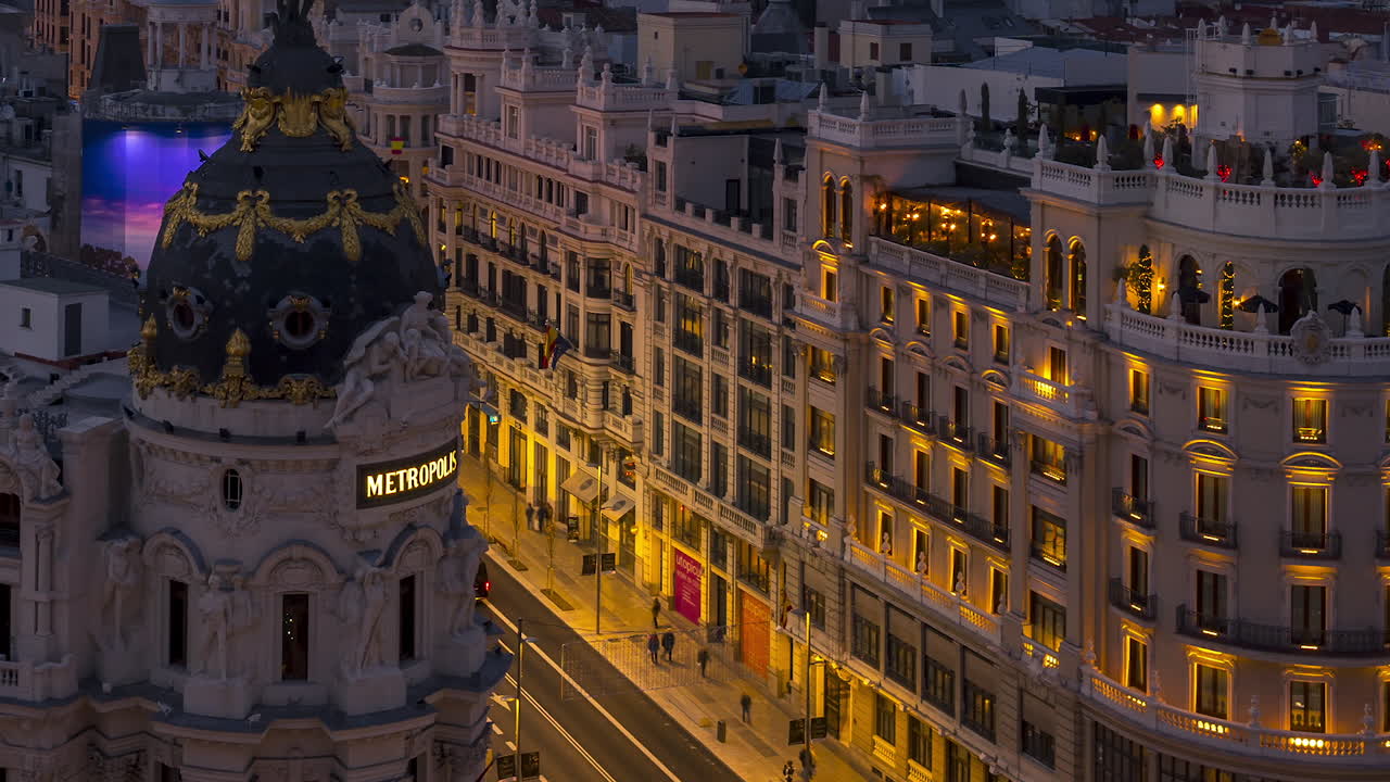 Timelapse of the Gran Via street in Madrid, Spain