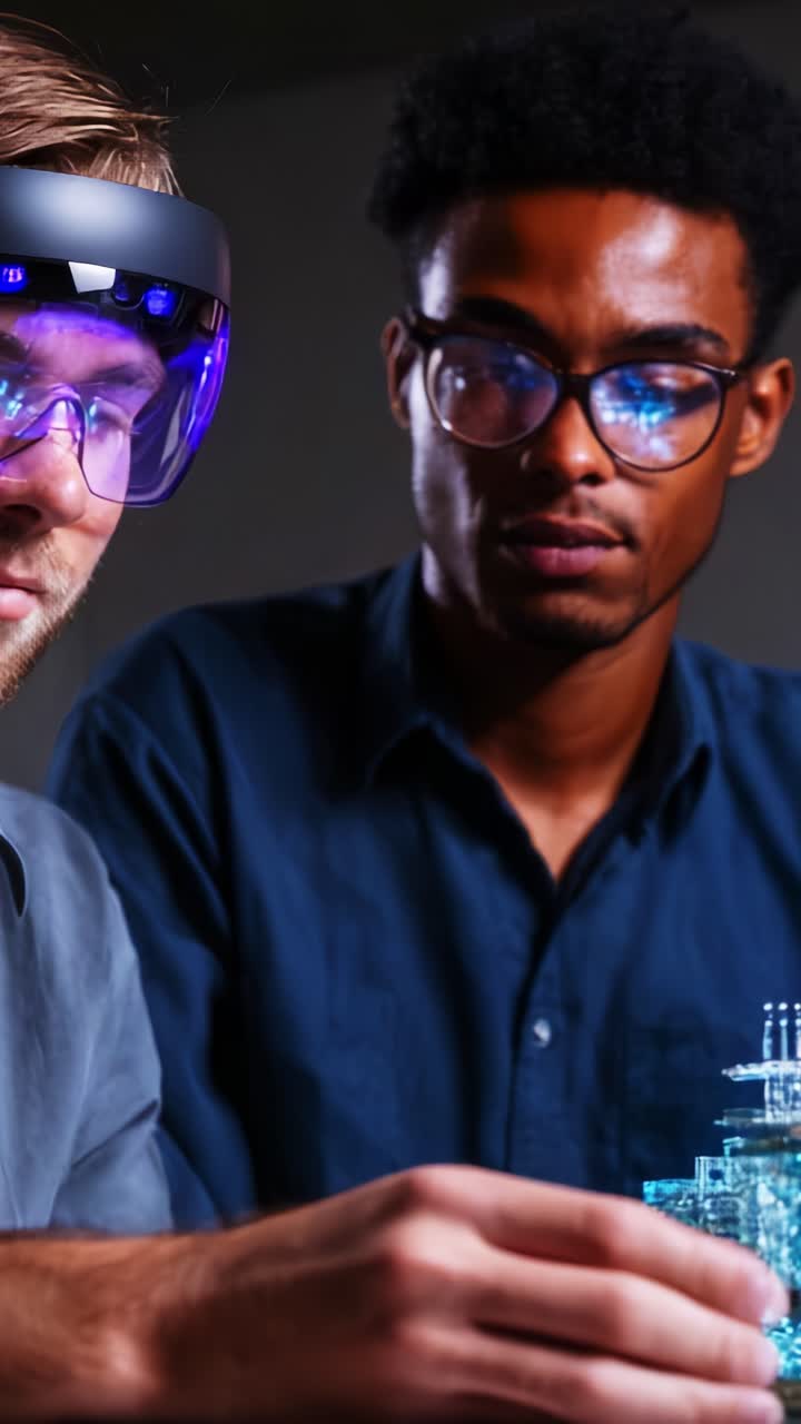 Ny, innovativ teknologi: To forskere samarbejder om et digitalt projekt med augmented reality-briller, der analyserer avanceret data og engagerende visualiseringsteknikker