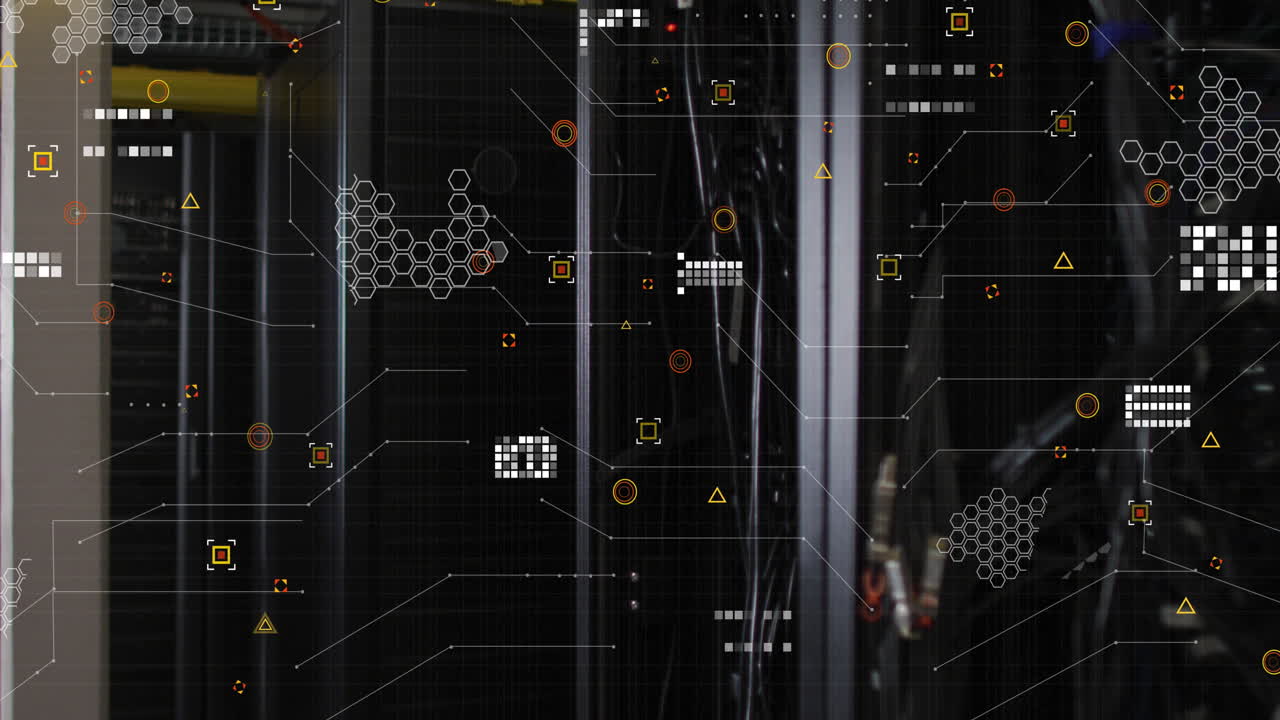 Animation of data processing against computer server room