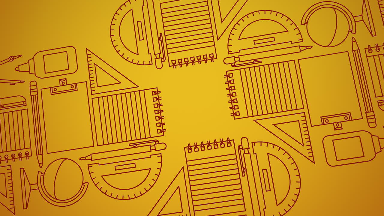 movimiento de primer plano de los elementos de la escuela fondo de educación 1