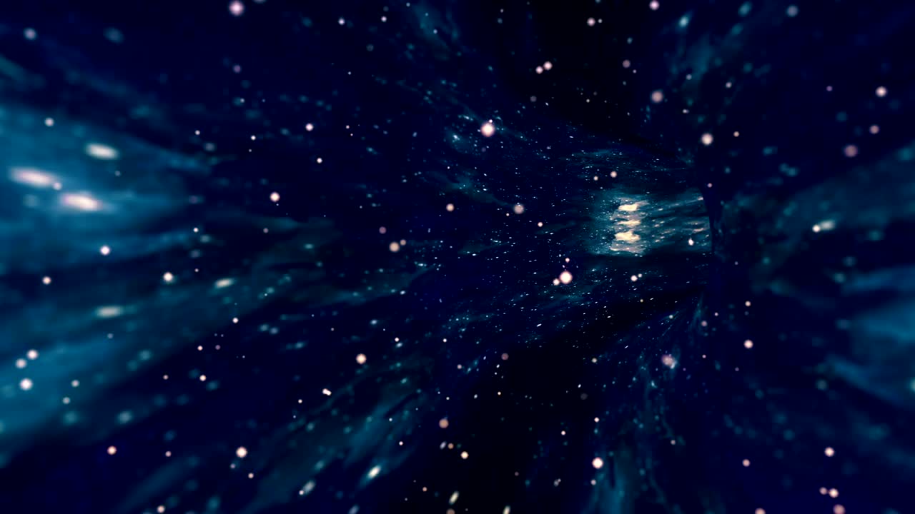 Interstellar travel in hyperspace wormhole portal with stars seamless loop.
