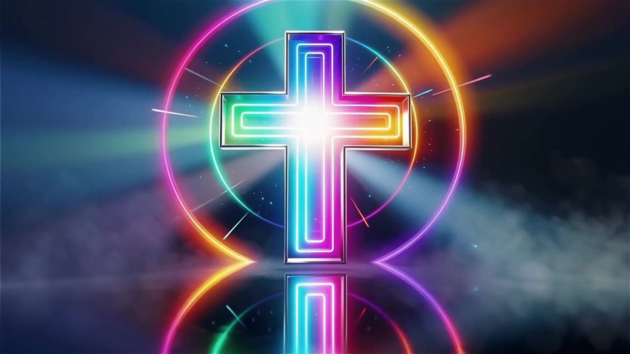 Croce Cristiana Luce Celestiale Sfondo per il Culto.