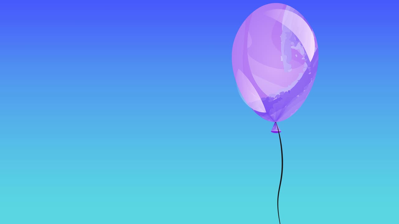 파란색 배경에 보라색 풍선과 복사 공간의 애니메이션