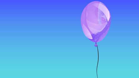 animação de balão roxo e espaço de cópia em fundo azul