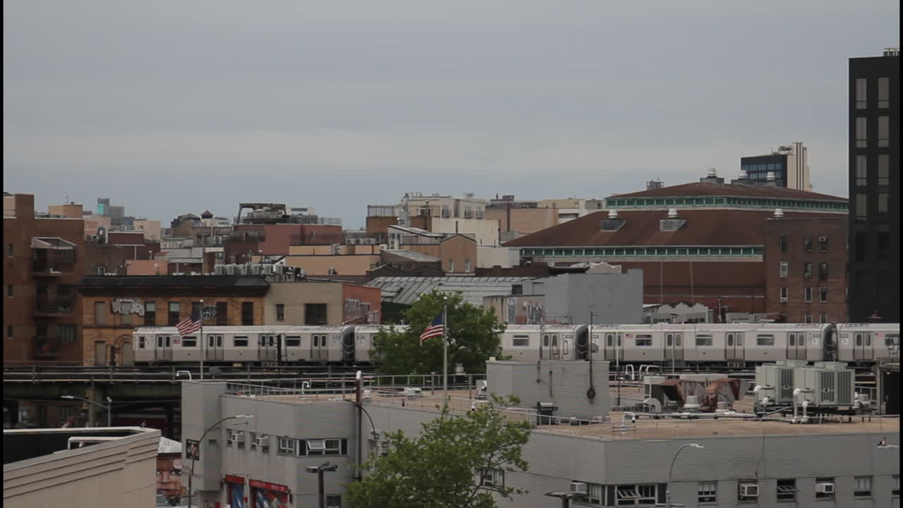 Cityscape View of New York City Subway Train