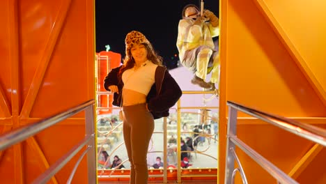 Woman at a funfair