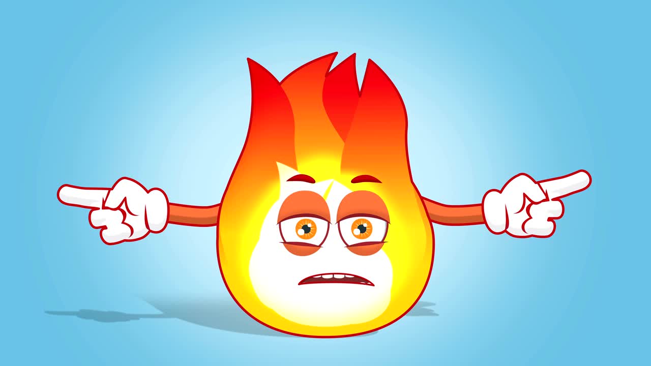 만화 불꽃 불행한 얼굴 애니메이션 알파 매트와 함께 이중 측면 포인터