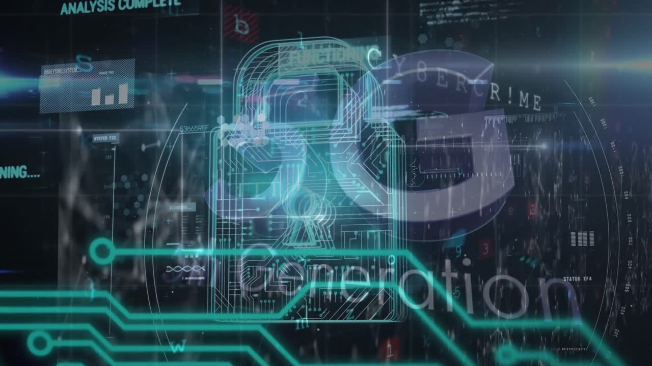 animación del candado de seguridad y procesamiento de datos sobre el fondo de la marina