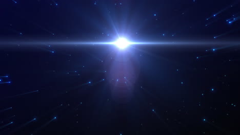 animación de luz brillante blanca sobre puntos de luz azul en el fondo