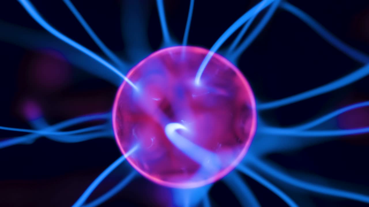 Red round energy on the center of the plasma ball