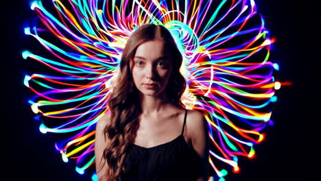woman with vibrant light painting aura