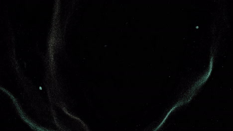 glowing dots and particle waves animation over black background