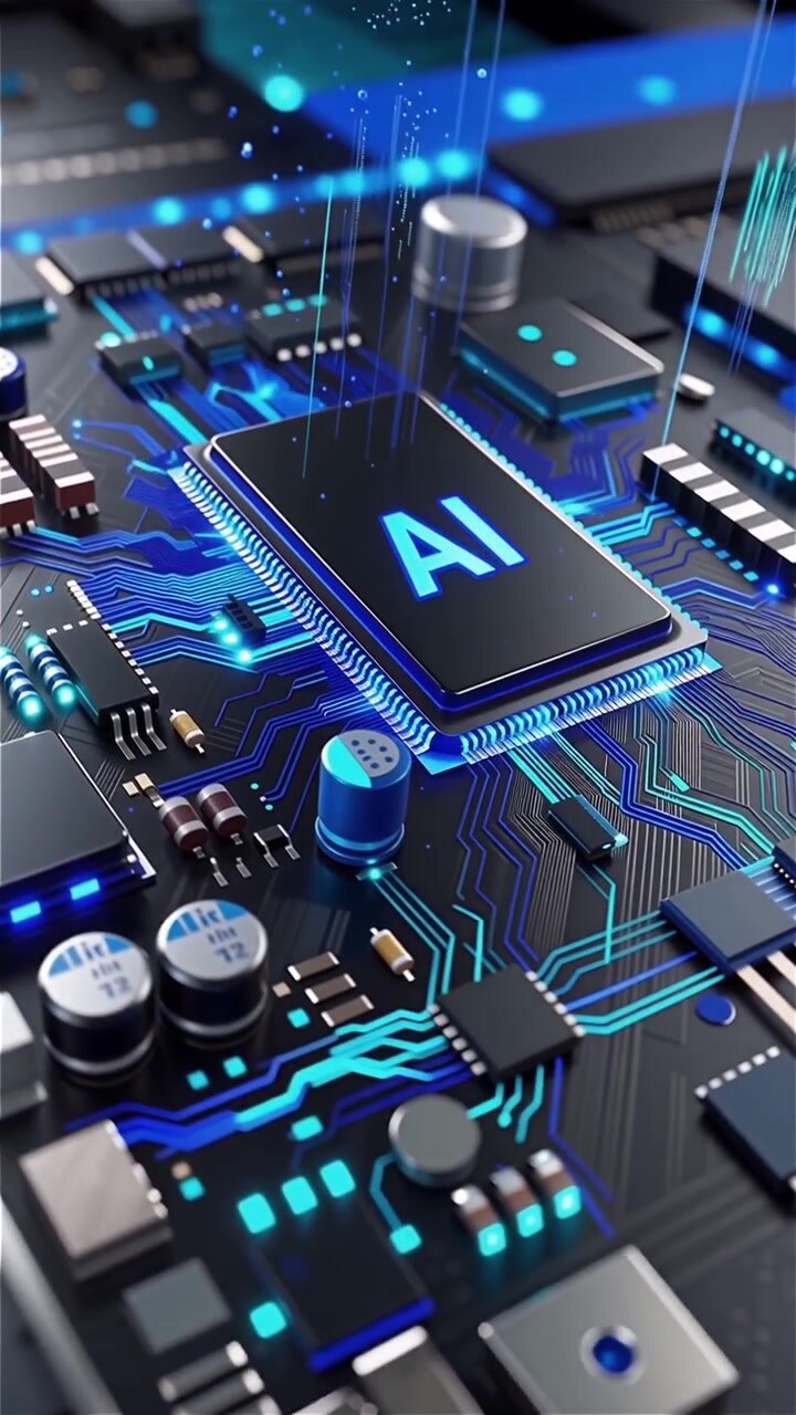 Futuristic AI Chip Motherboard Technology Background