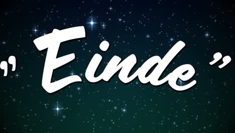 Animation-of-eind-text-over-glowing-stars-moving-on-black-background