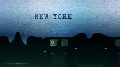 new york word closeup being typing and centered on a sheet of paper on old vintage typewriter