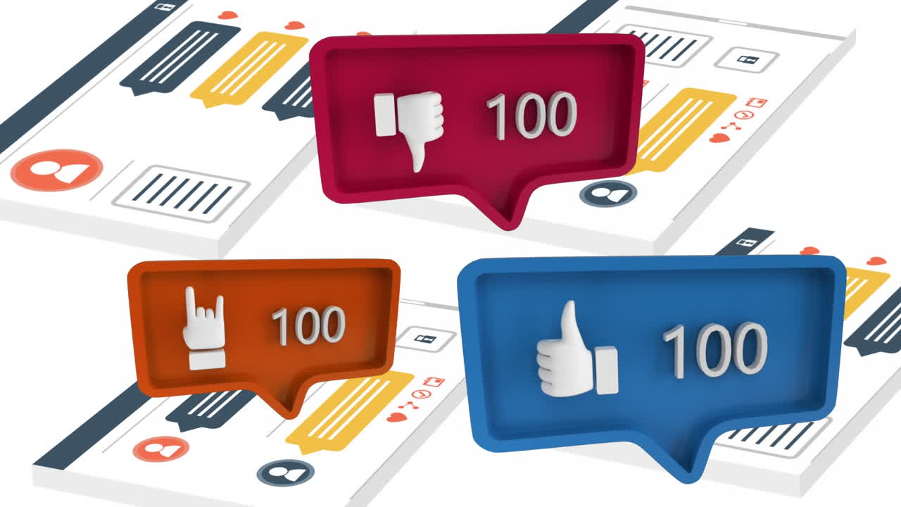 iconos con un número creciente en las redes sociales