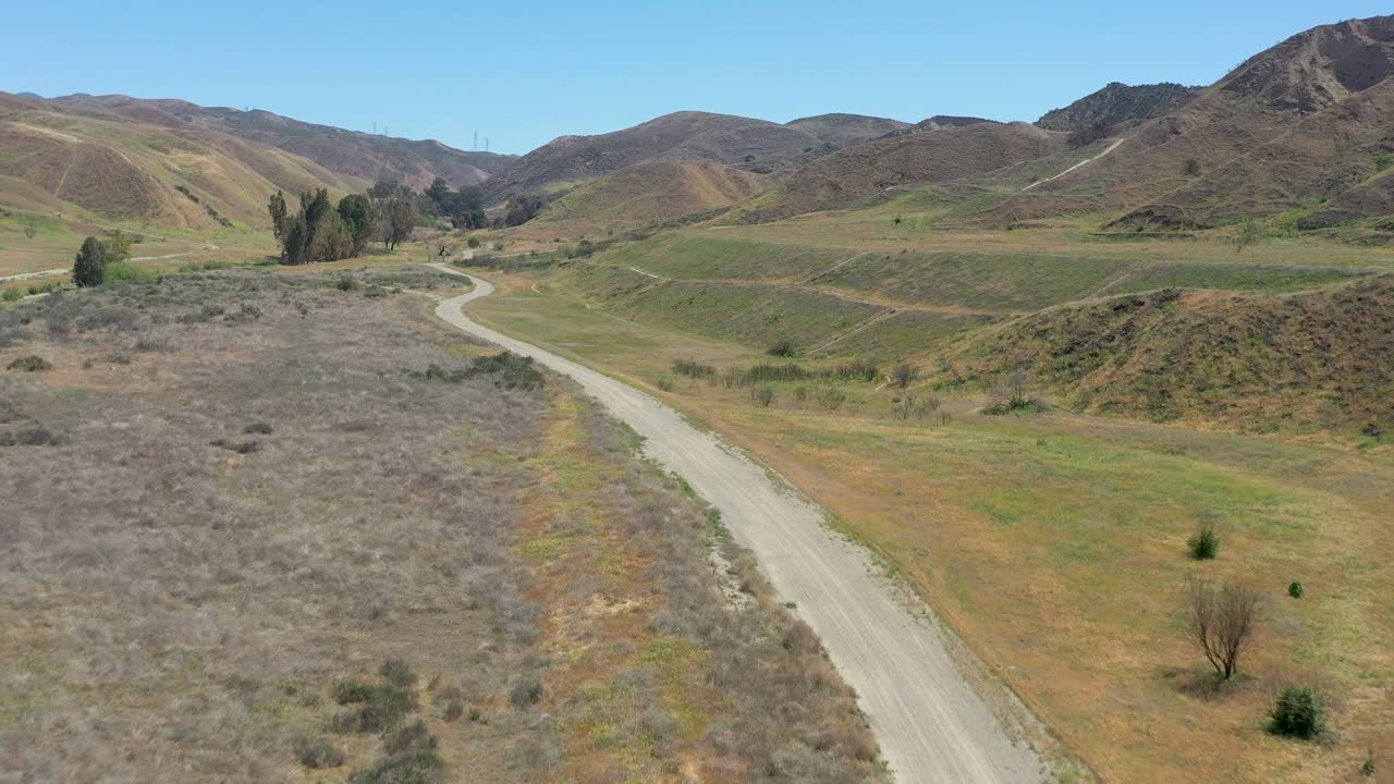 An aerial view over Charlie Canyon in Castaic, California.