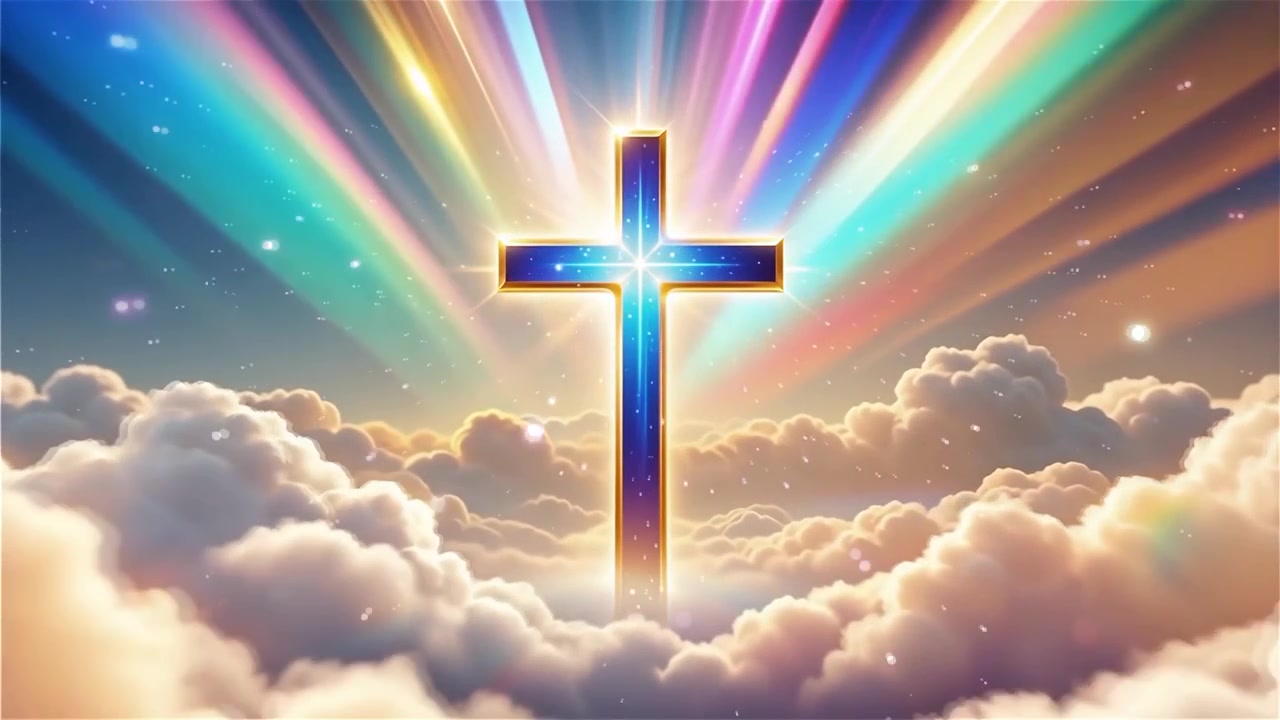 Christian Cross Heavenly Light Worship Background