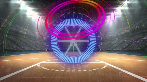 animación del procesamiento de datos sobre el estadio deportivo