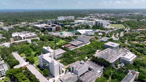 aerial high above the university of miami campus aerial