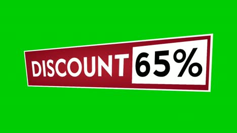 discount 65% text percent animation motion graphics on red rectangle